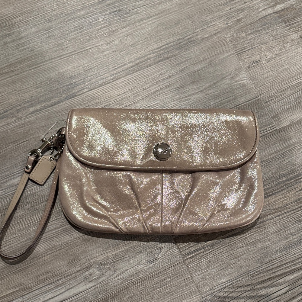 Vintage Coach Metallic Wristlet Clutch
